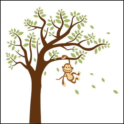0406-Monkey Swinging On A Leafy Tree