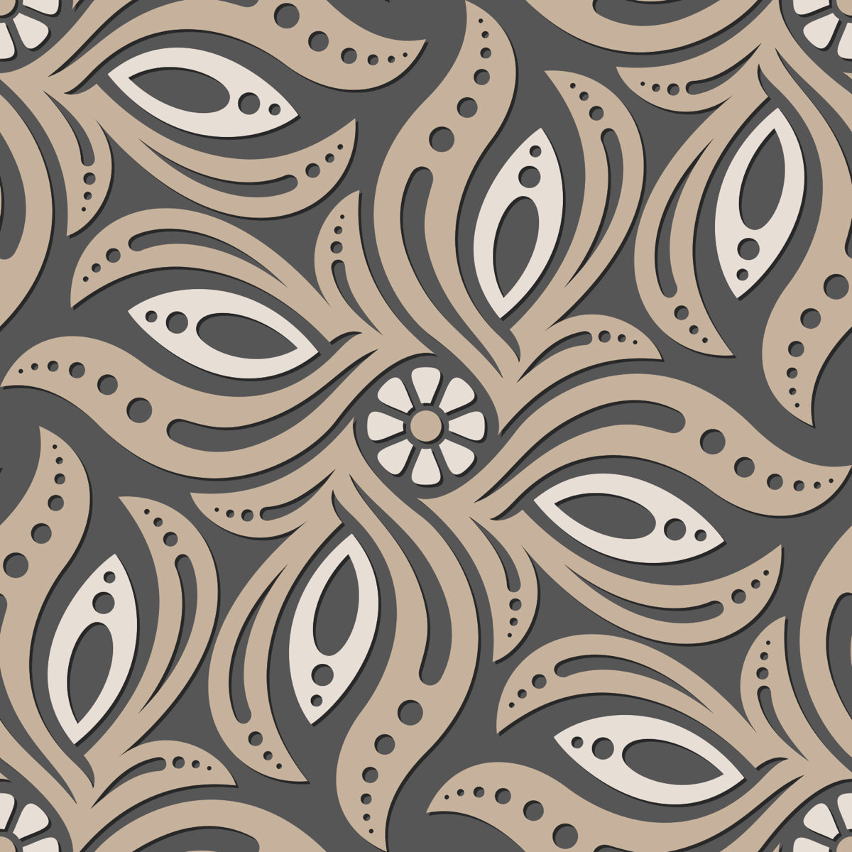 Tribal Floral Seamless Pattern in Earthy Tones