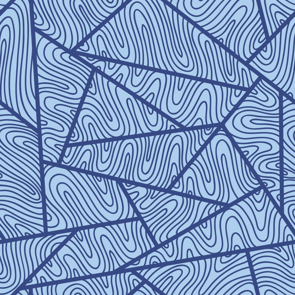 Abstract Blue Wave Pattern Geometric Wallpaper
