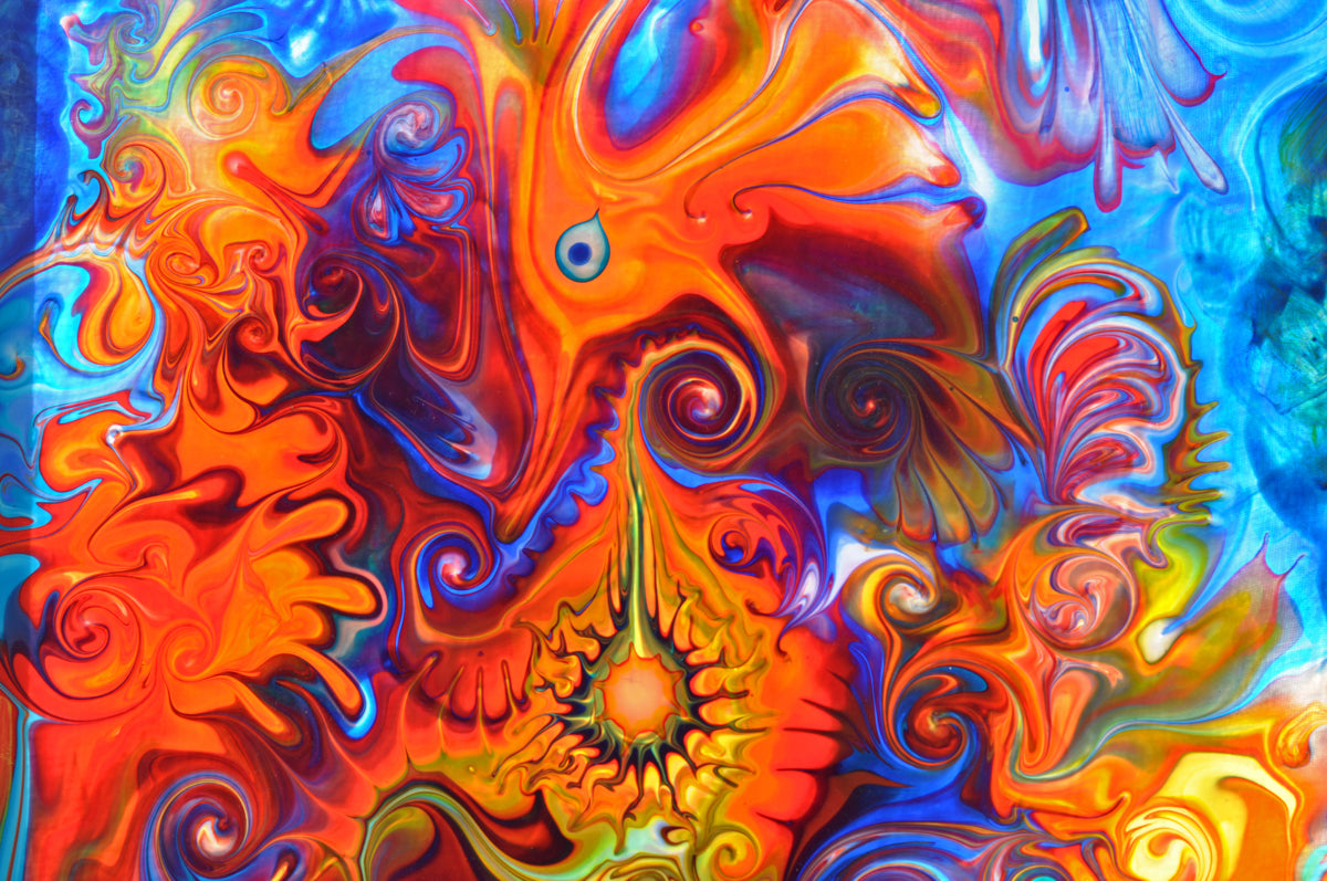 Abstract Psychedelic Art Stretch Ceiling – Vibrant Multicolor Swirl Design