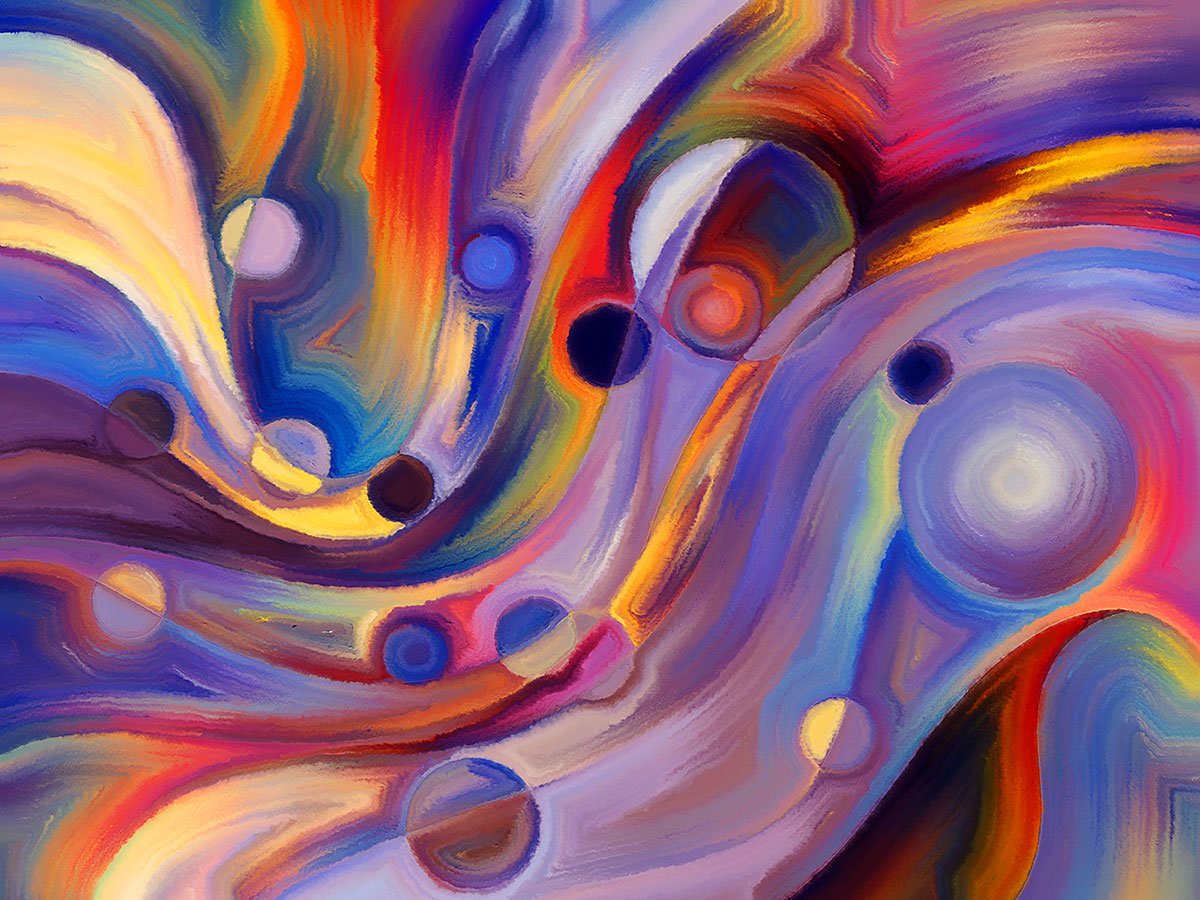Abstract Cosmic Flow Stretch Ceiling – Vibrant Artistic Design