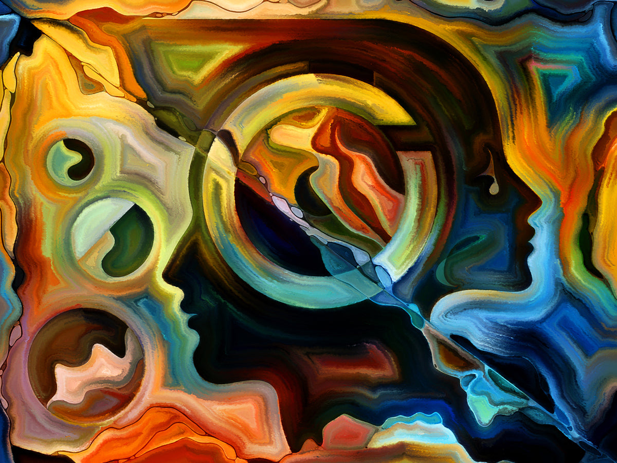 Abstract Faces Fusion Stretch Ceiling – Artistic Multicolor Statement Design