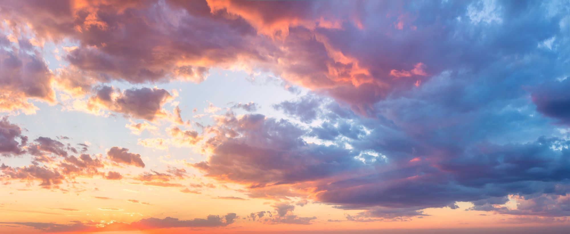 Golden Sunset with Colorful Clouds