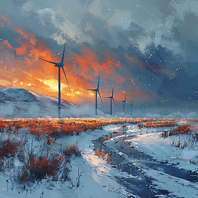 Winter Breeze: Wind Turbines at Dusk