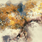 "Capturing Autumn's Splendor: Digital Watercolor Painting of Yellow Leaves."