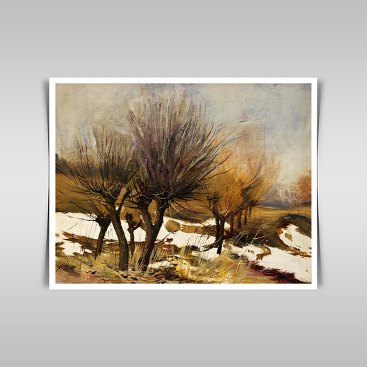 Snowy Landscape With Dry Trees Painting