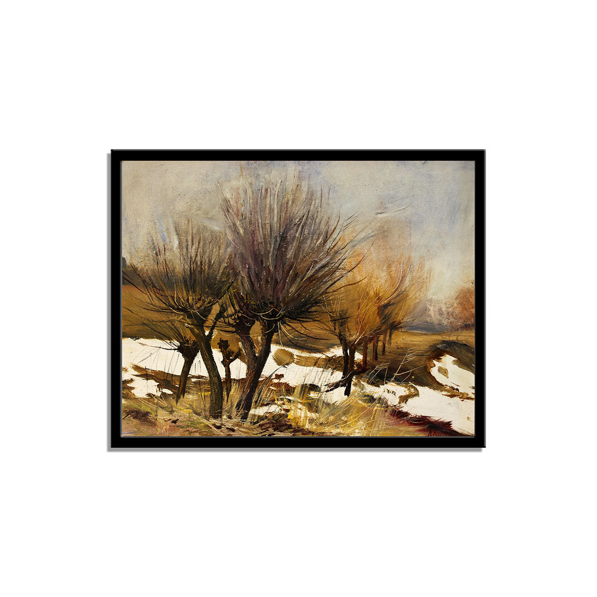 Snowy Landscape With Dry Trees Painting