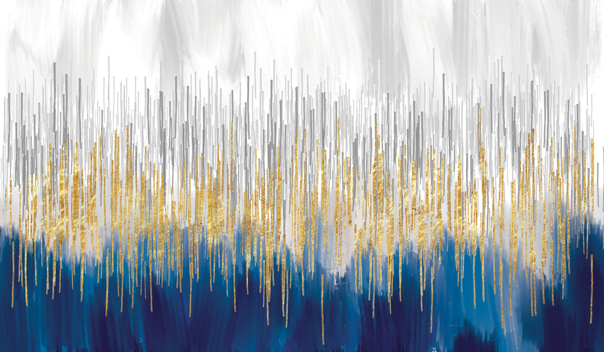 "Abstract Art: Gold and Blue Oil Painting Expressions."