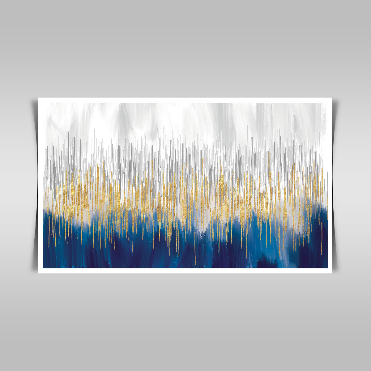 "Abstract Art: Gold and Blue Oil Painting Expressions."