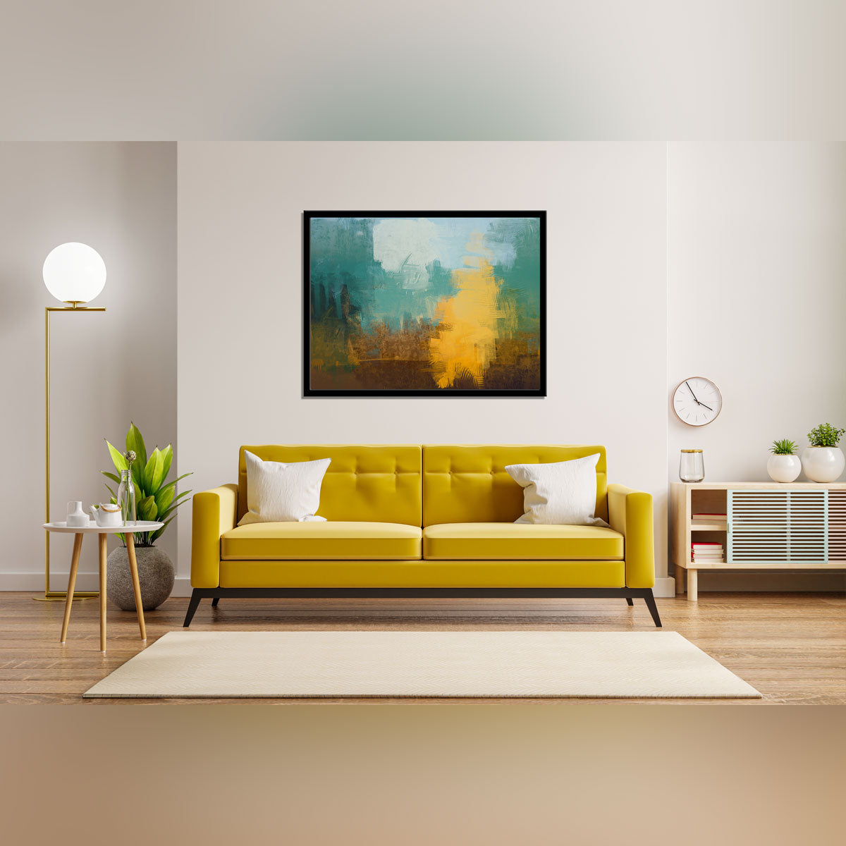 "2D Artistry: Abstract Painting on Canvas, a Vibrant Contemporary Creation."