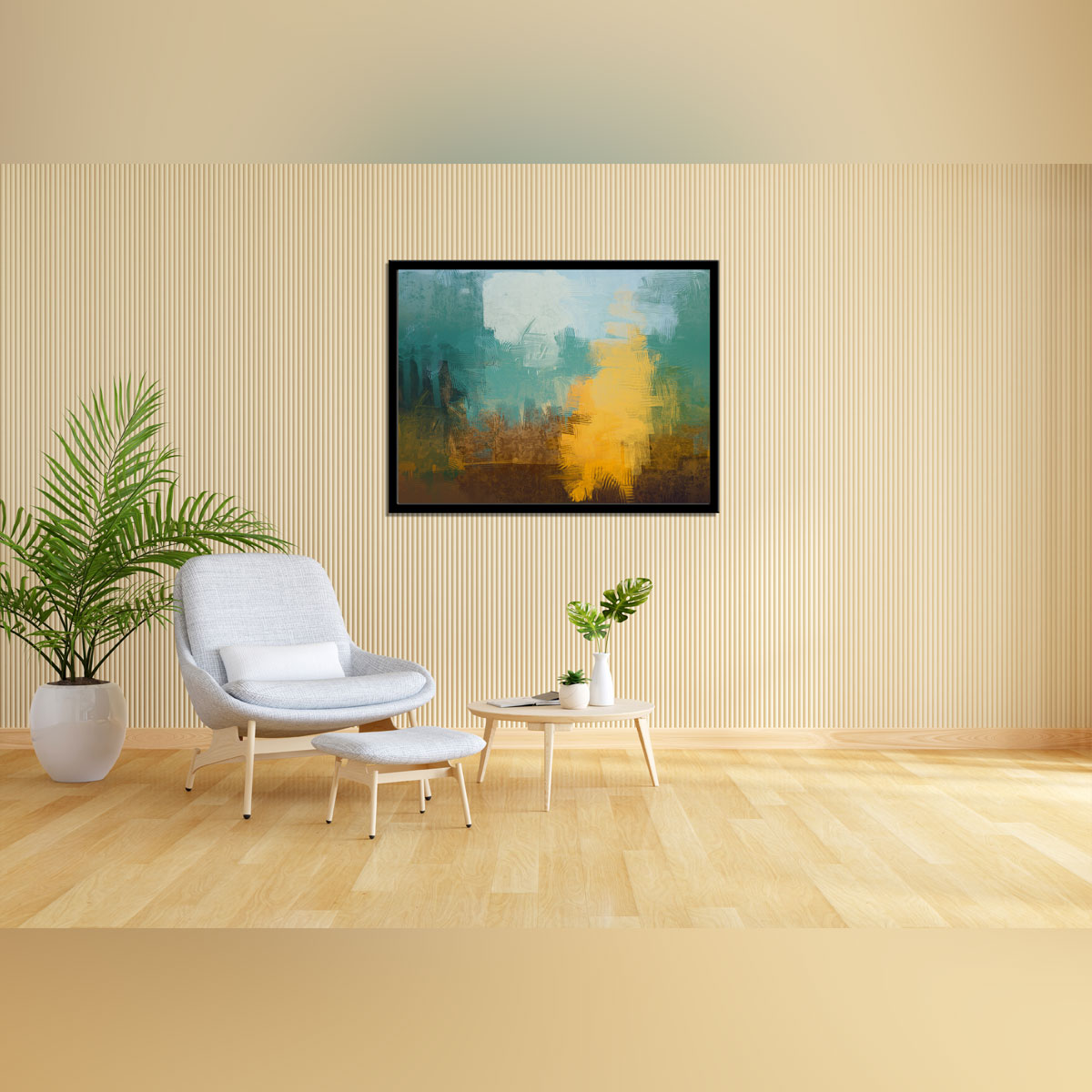 "2D Artistry: Abstract Painting on Canvas, a Vibrant Contemporary Creation."