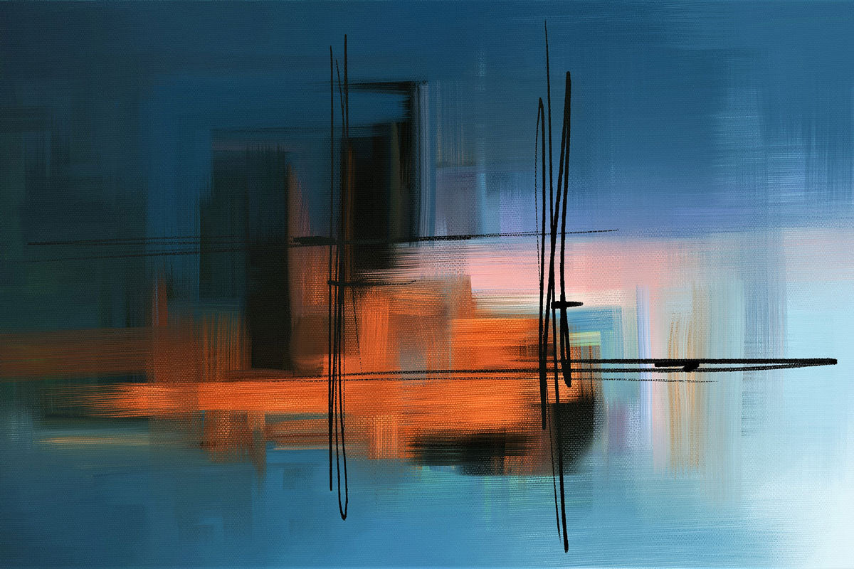 "Vividly Surreal: Contemporary Abstract Acrylic Painting on Blue Canvas."