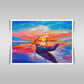 "Seaside Tranquility: Oil Painting of Fishing Boats on Canvas."