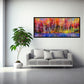 "Vibrant Autumn Trees: Semi-Abstract Oil Painting of Aspen Trees by the Lake."