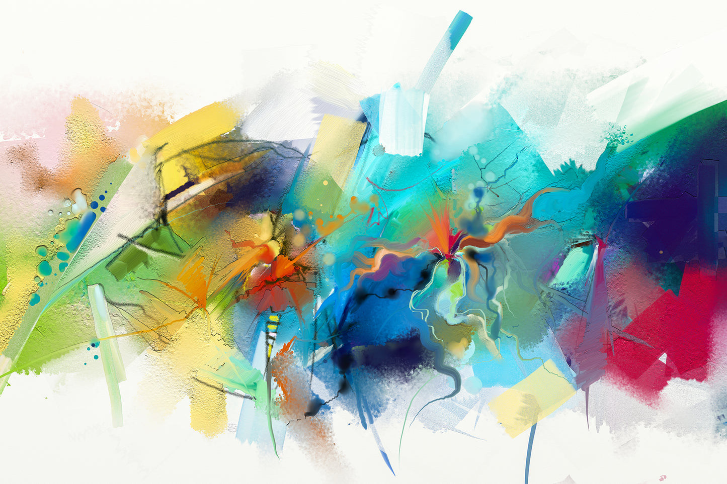 "Abstract Oil Painting: Hand-Drawn Brush Strokes in Colorful Modern Art."