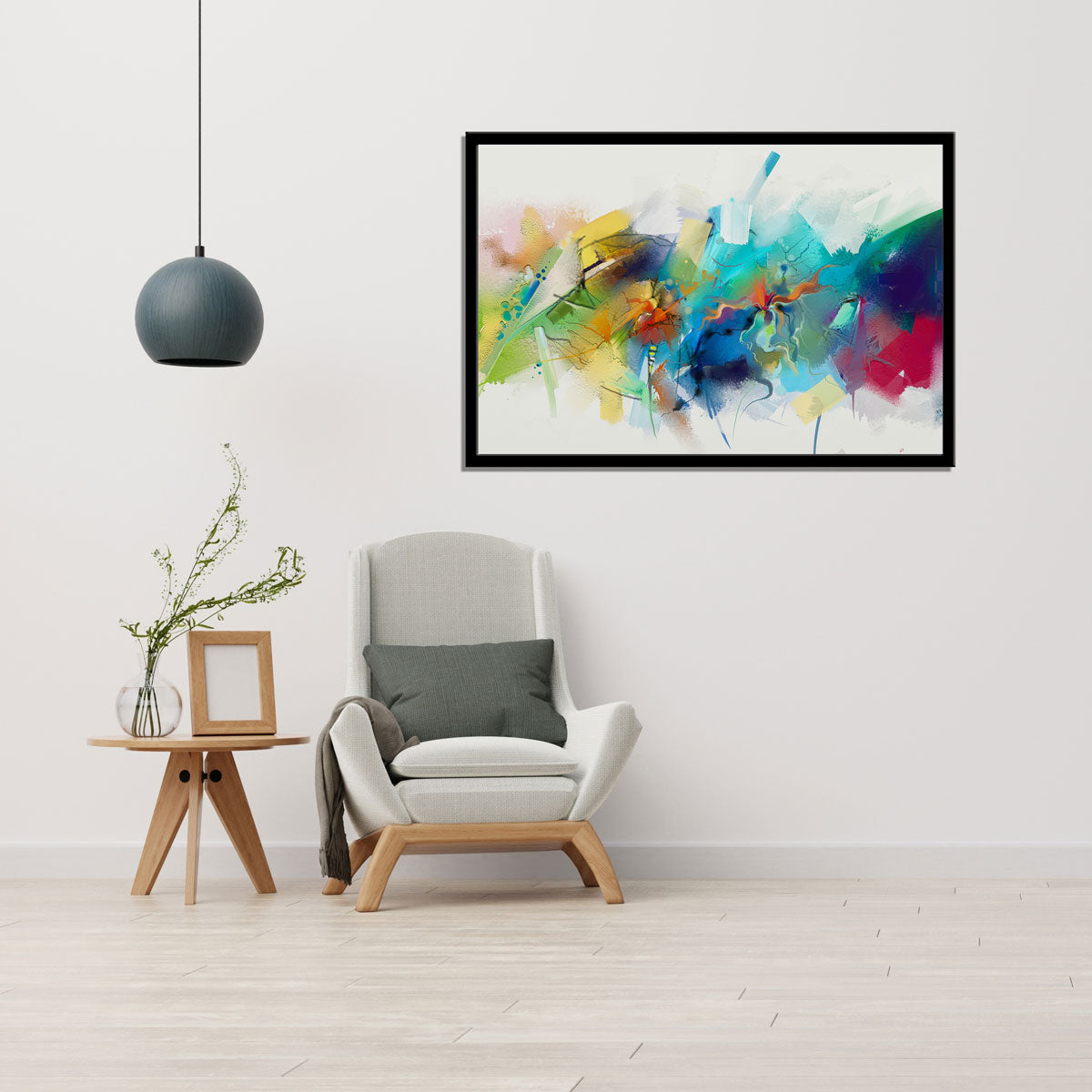 "Abstract Oil Painting: Hand-Drawn Brush Strokes in Colorful Modern Art."