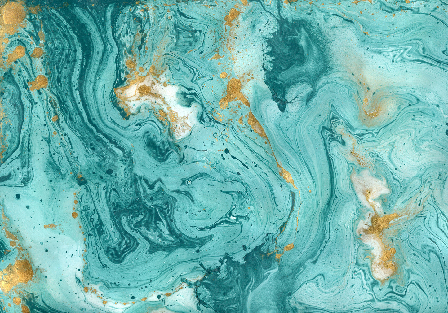 "Decorative Marble Texture: Abstract Art in Turquoise and Gold for Modern Designs."