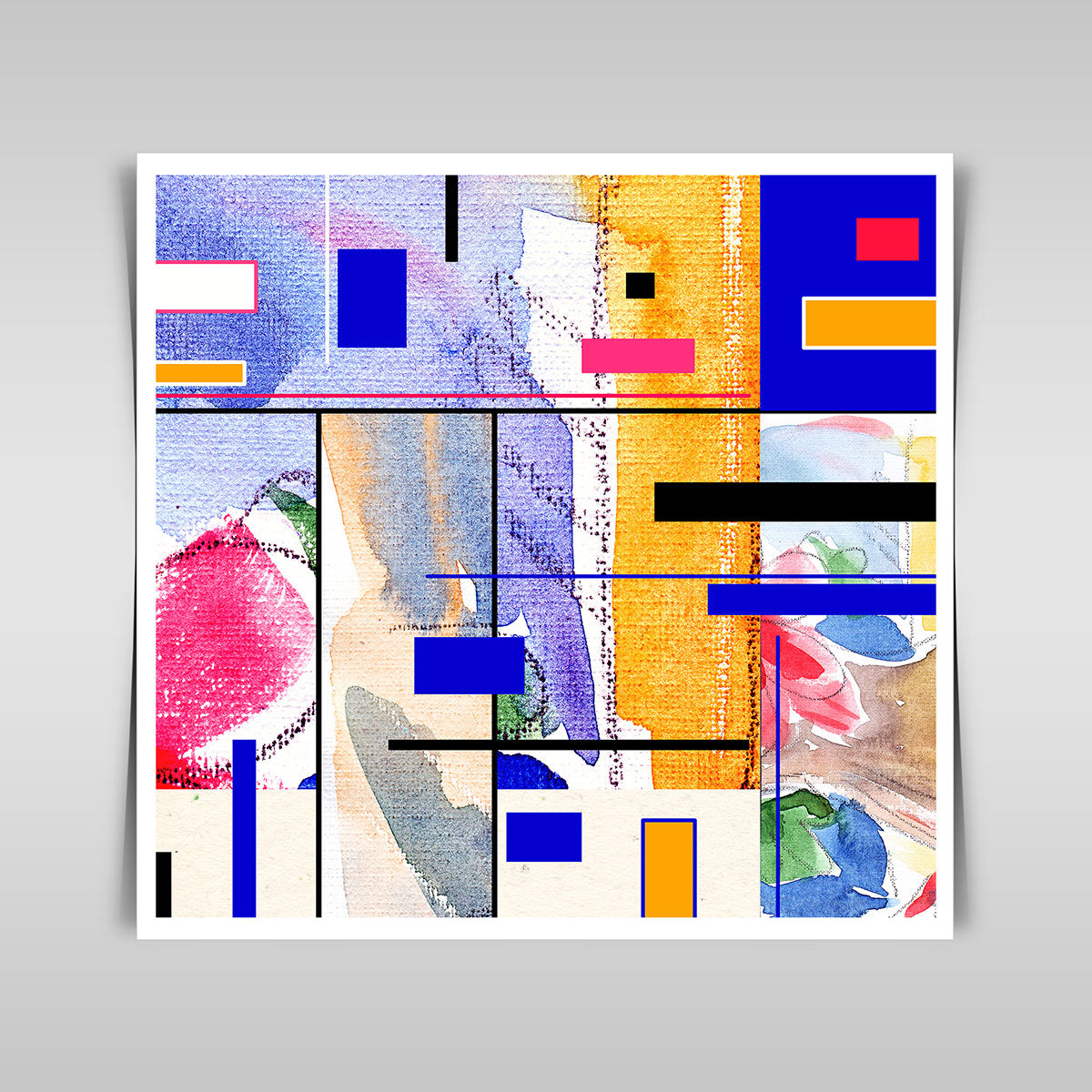 "Collage of Creativity: Abstract Mixed Media with Watercolor on Paper."