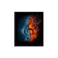 "Harmonious Contrast: Treble Clef in Fire and Water for Concert Poster."