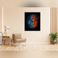 "Harmonious Contrast: Treble Clef in Fire and Water for Concert Poster."