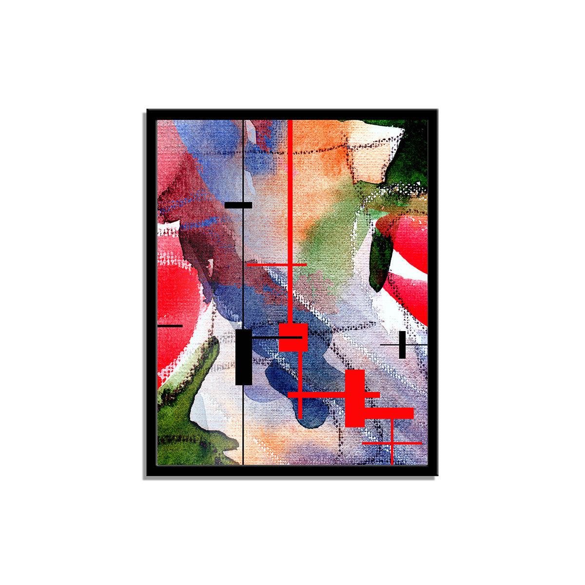 "Expressive Abstract Collage: Mixed Media and Watercolor on Paper."