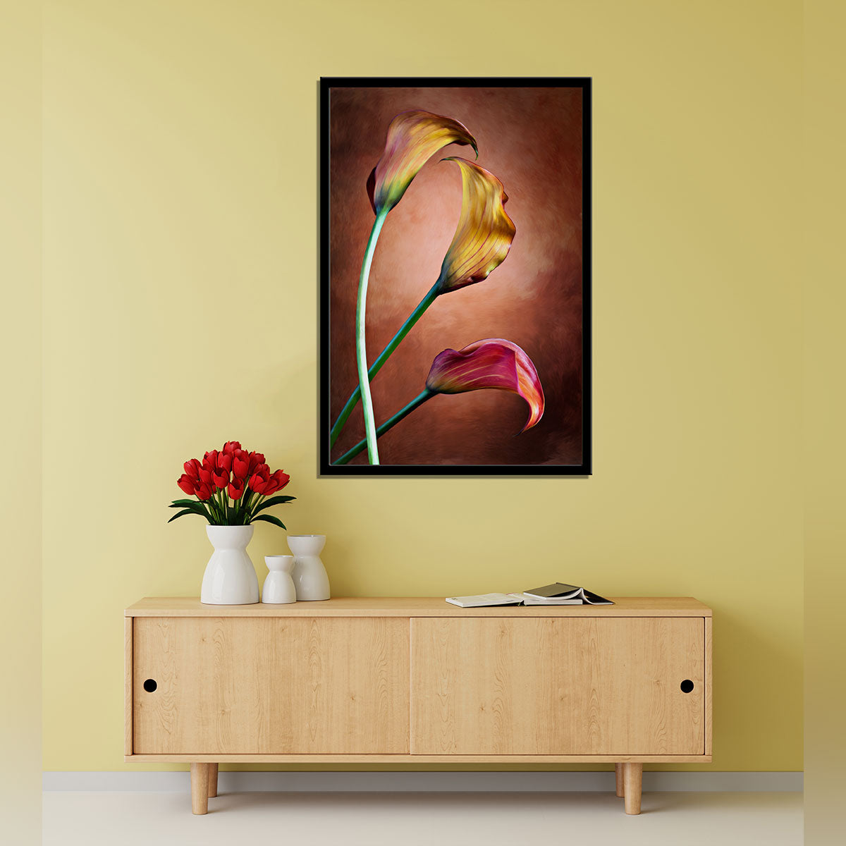 Vibrant Tulip Dreams: Abstract Floral Fusion in Bold Colors