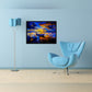 "Modern Impressionism: Original Oil Painting of a Sunset Sky and Boat on Canvas."