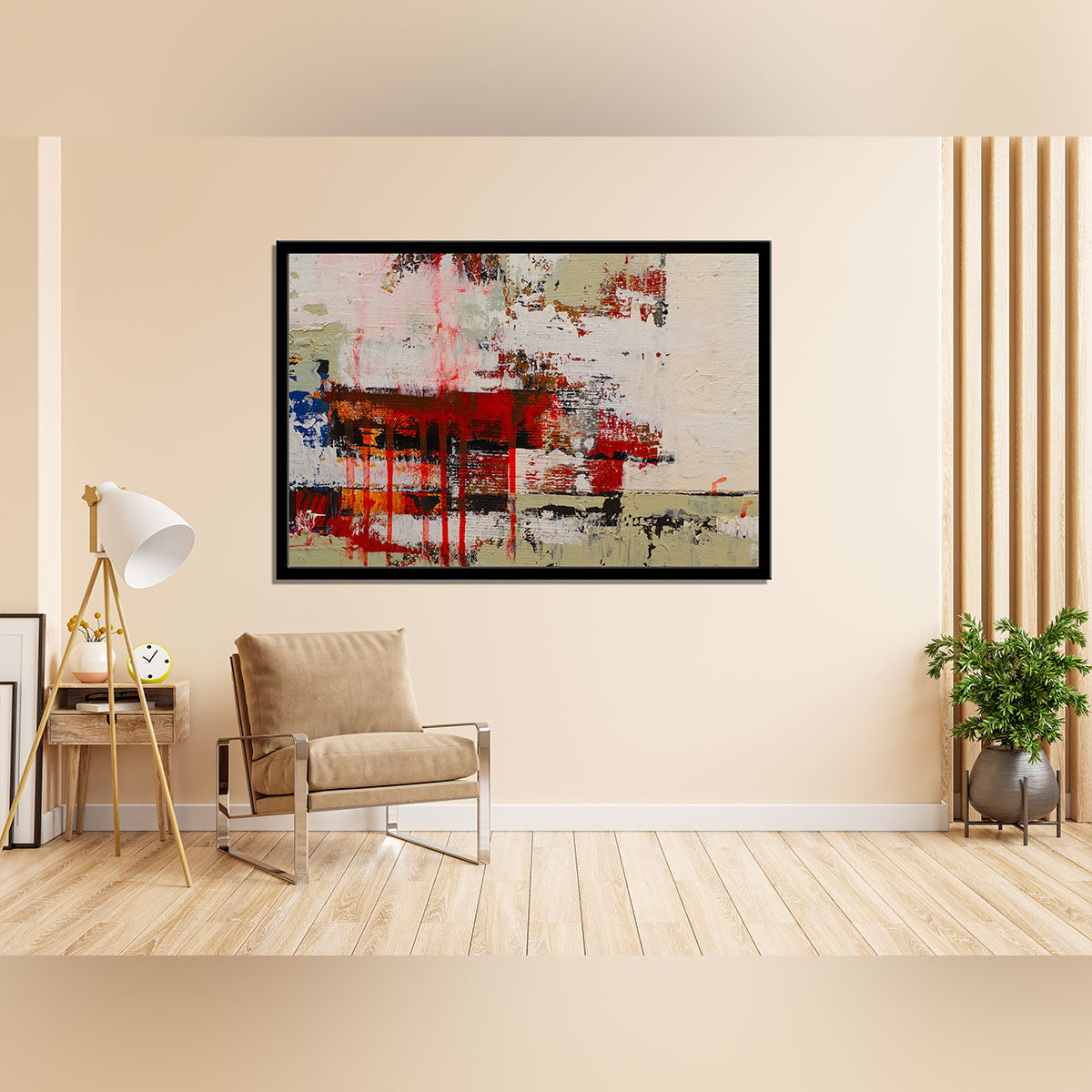 "Abstract Oil Painting: Hand-Drawn Colorful Canvas with Modern Brushstroke."