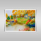 "Autumn Serenity: An Original Watercolor Painting of an Old Barn by a Quiet Pond."