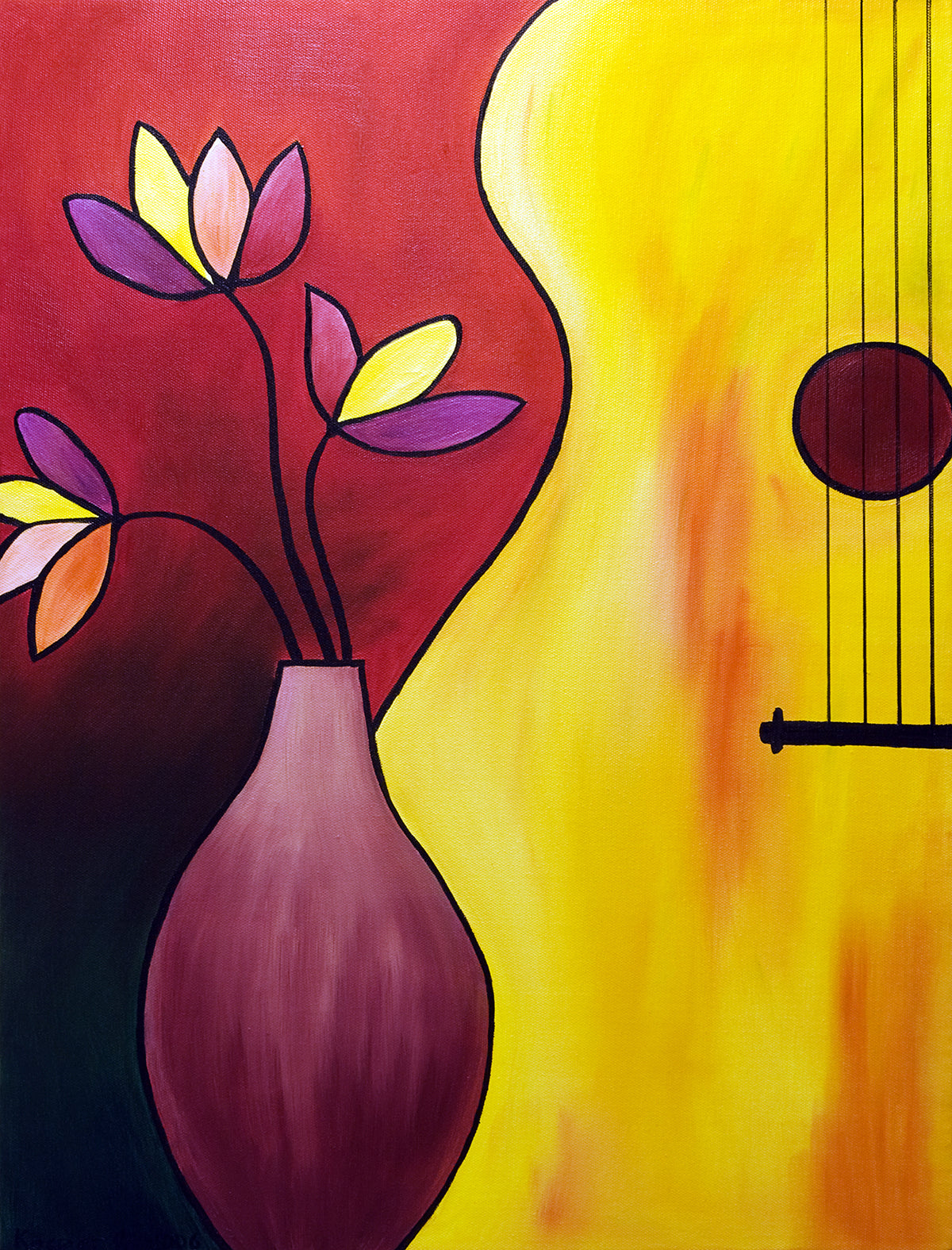 "Musical Artistry: Original Oil Painting of the Bass, Authored by Me."