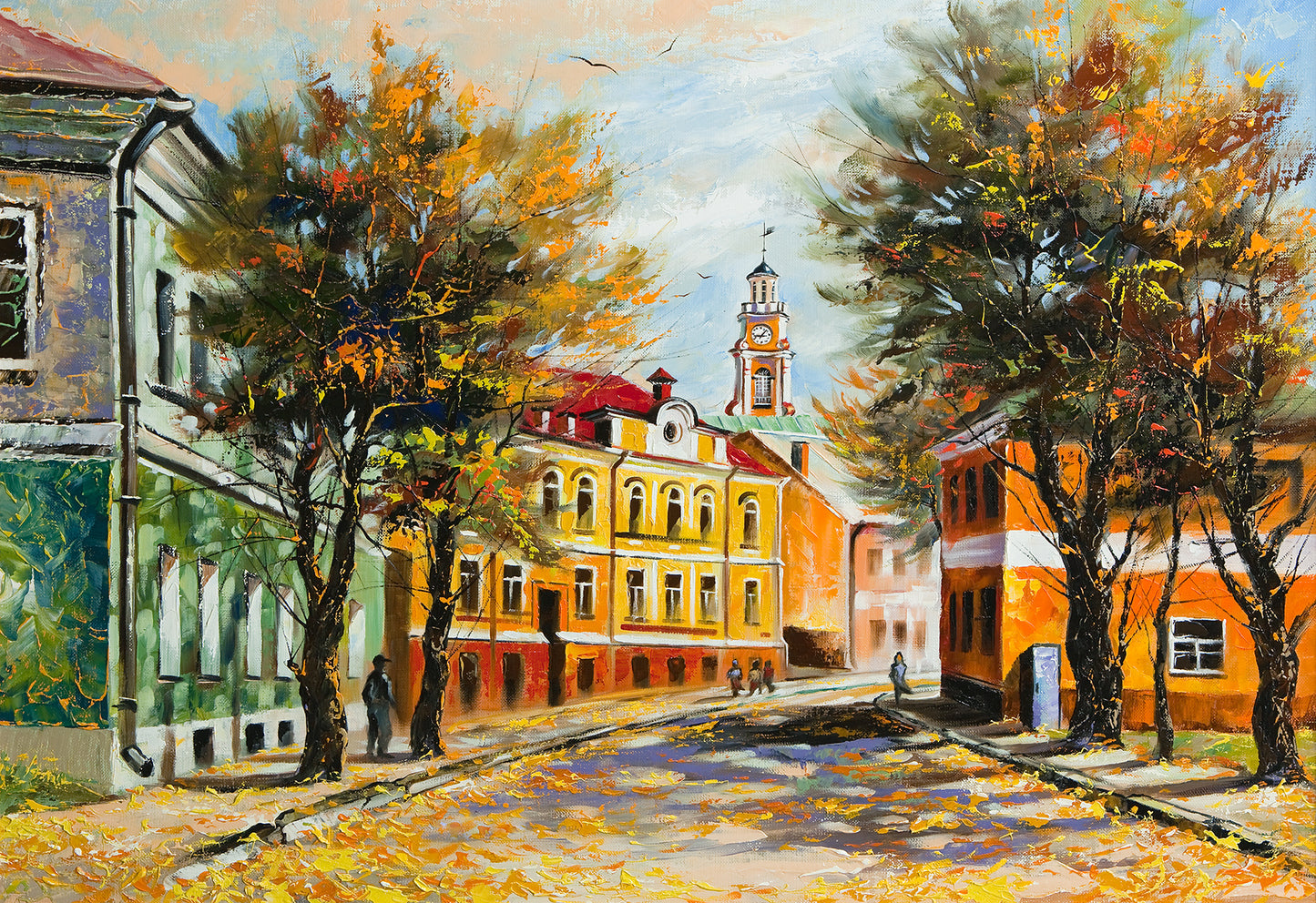 "Autumn's Grace: Capturing Ancient Vitebsk in an Artistic Painting."