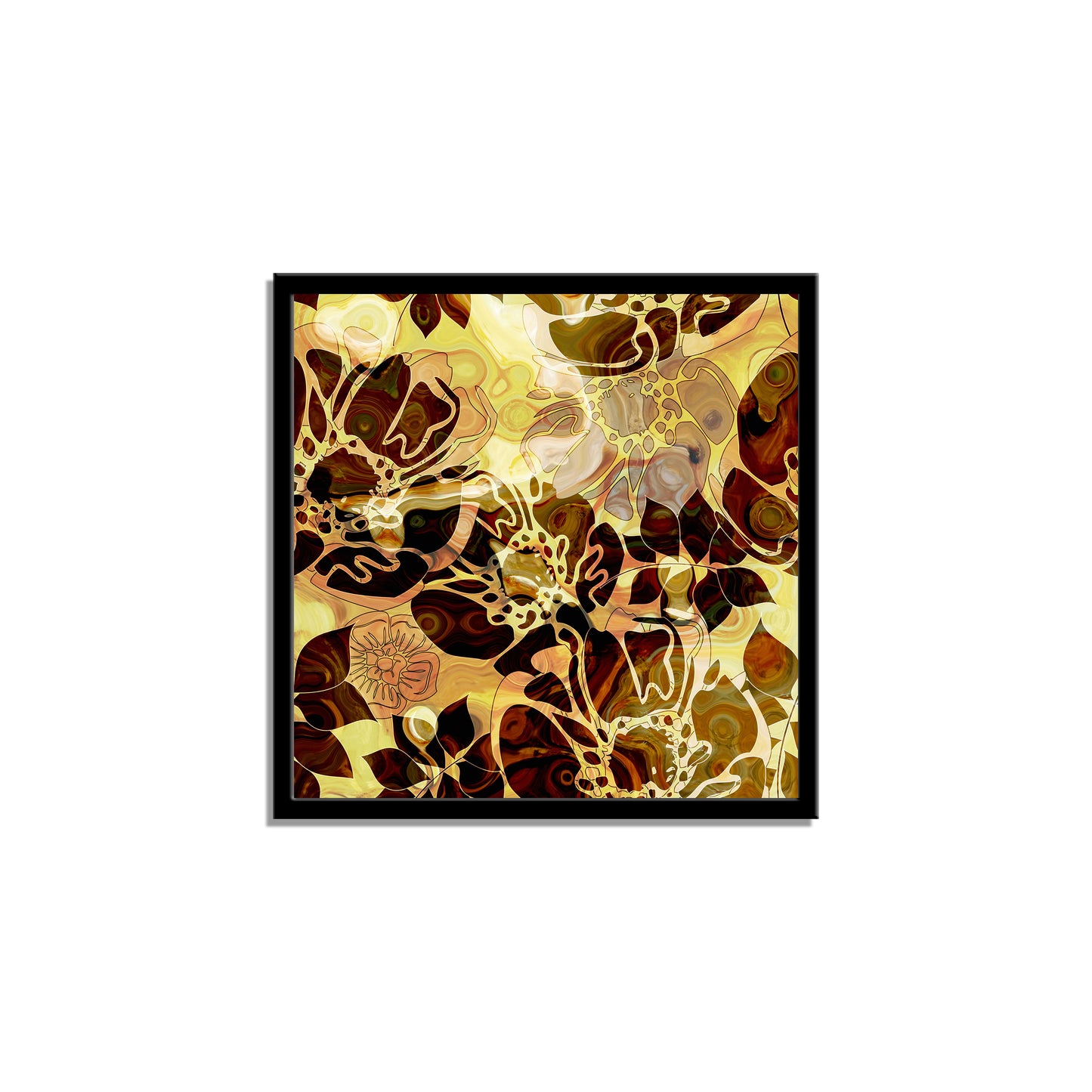 "Autumn Floral Ornament: Grunge Transparency in Brown and Gold Monochrome."