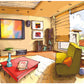 "Sunlit Cozy Living Room: A Layered Vector Image of Serenity."