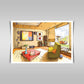 "Sunlit Cozy Living Room: A Layered Vector Image of Serenity."