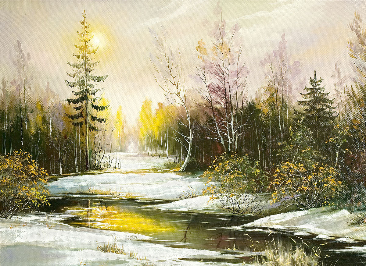 Winter Serenity: Riverside Landscape in the Heart of Winter