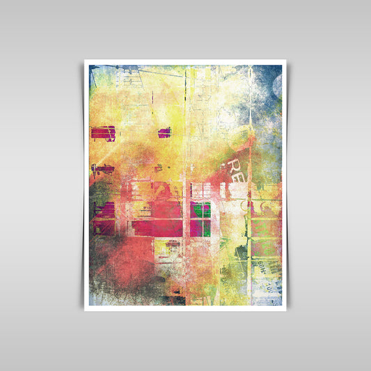 "Abstract Color Grunge Composition: A Fusion of Vibrant Elements."