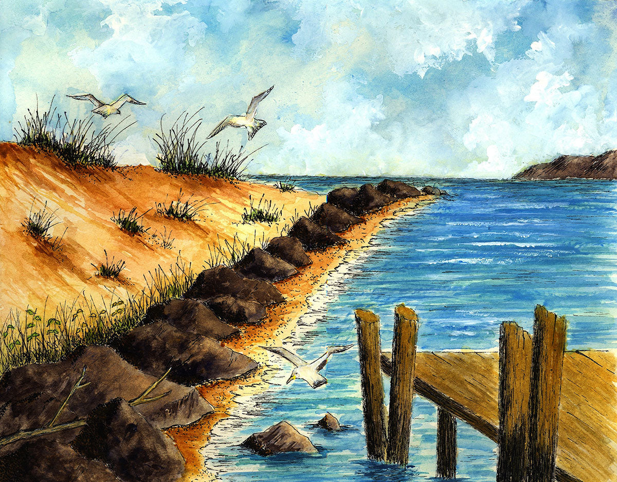 "Rocky Shoreline: An Artistic Depiction of Rugged Coastal Beauty."