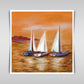 "Hand-Drawn Pastel Landscape with Yachts on the Serene Seashore."