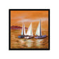 "Hand-Drawn Pastel Landscape with Yachts on the Serene Seashore."