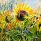 "Gouache Sunflowers: A Vivid Artwork on Paper."