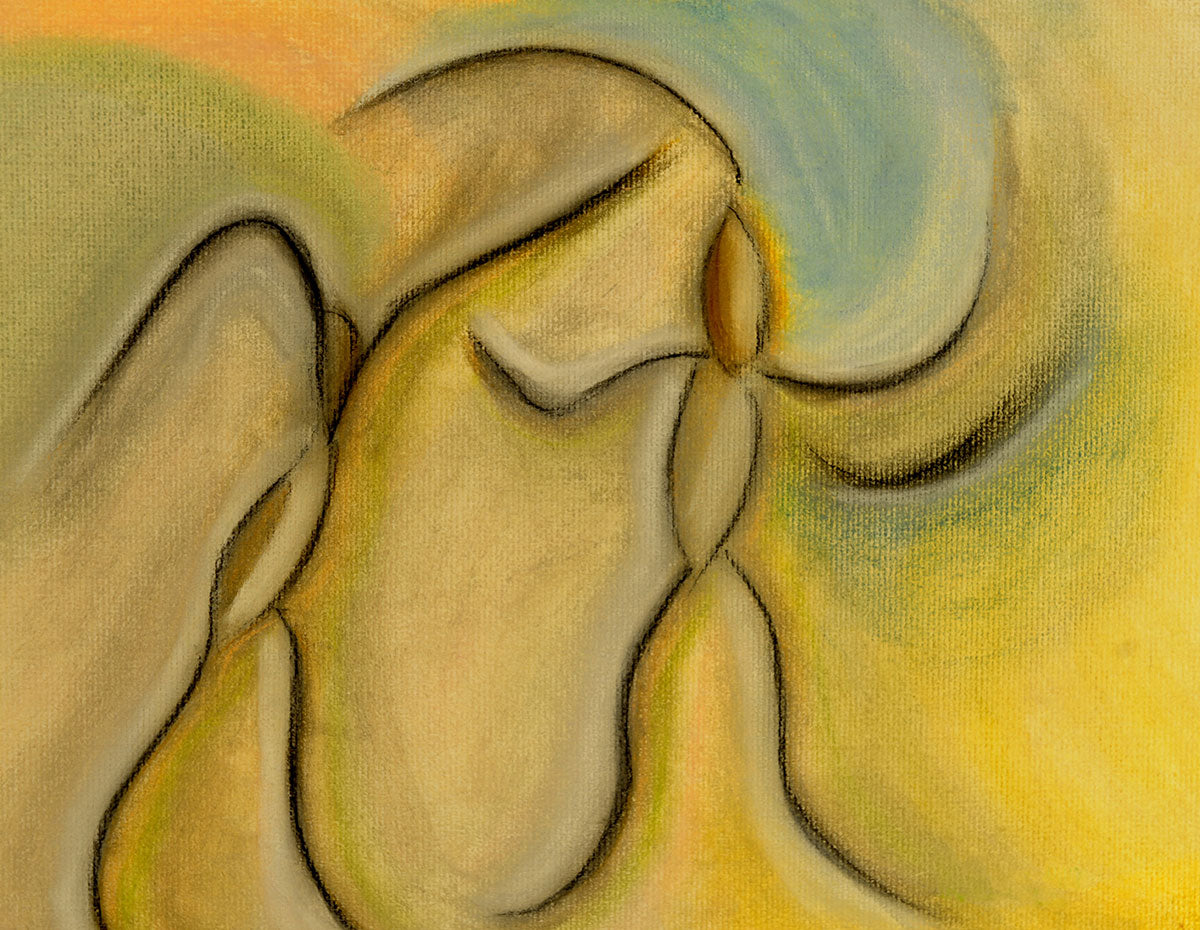 "Simple Elegance: A Pastel Painting on Paper of Endearing Beauty."