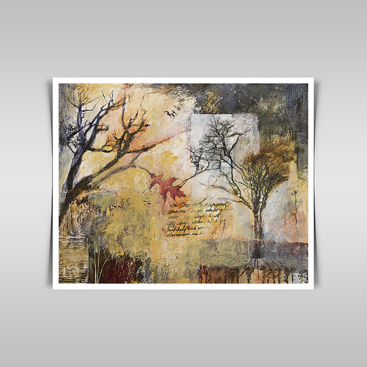 "Tree and Branches in Mixed Media: An Abstract Artwork Fusion."