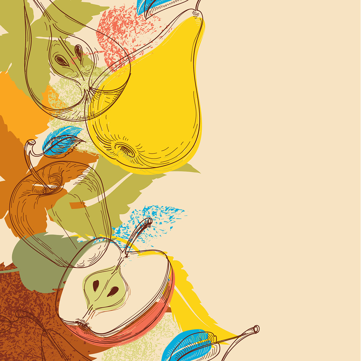 "Fruits Vector Background: A Fresh and Vibrant Digital Canvas."