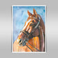 "Watercolor Elegance: Portrait of a Light Brown Horse with Harness."