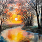 "The River's Serenity: An Oil Painting on Canvas Capturing Nature's Beauty."