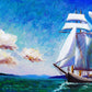 "Sailing Boat Serenity: An Oil Painting Capturing Nautical Tranquility."