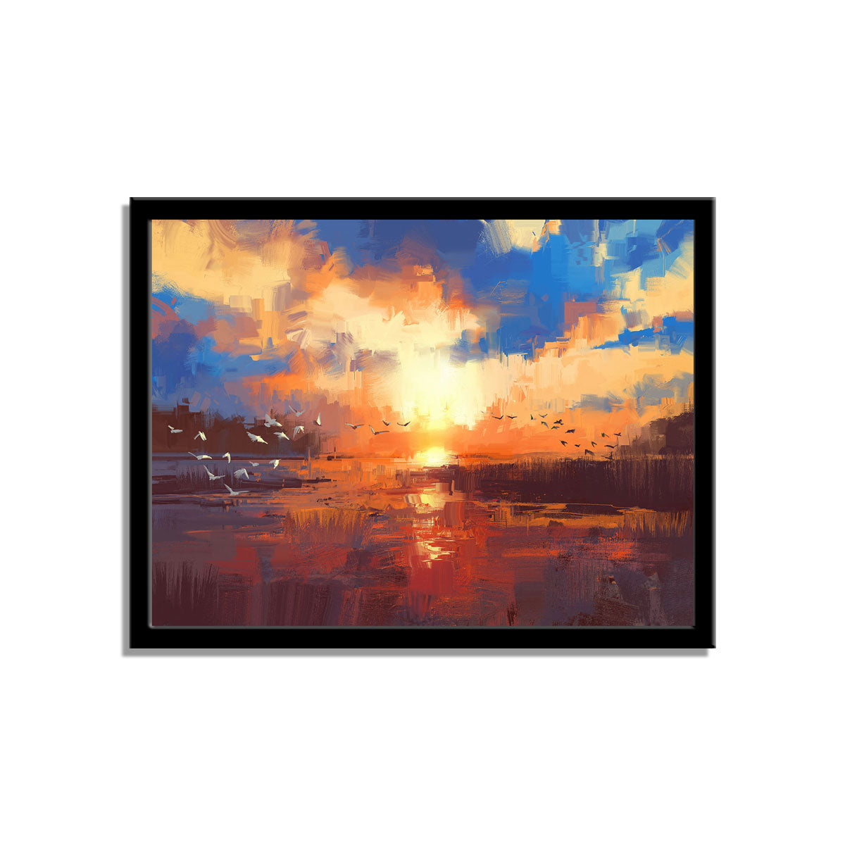 "Sunset Over the Lake: A Beautiful Illustration of Nature's Splendor."