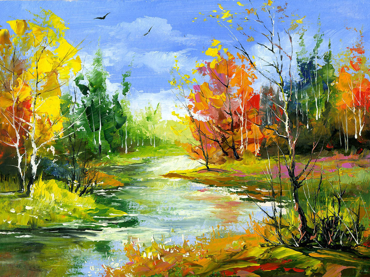 "Autumn's Artistry: An Oil Painting on Canvas Capturing the Season's Beauty."