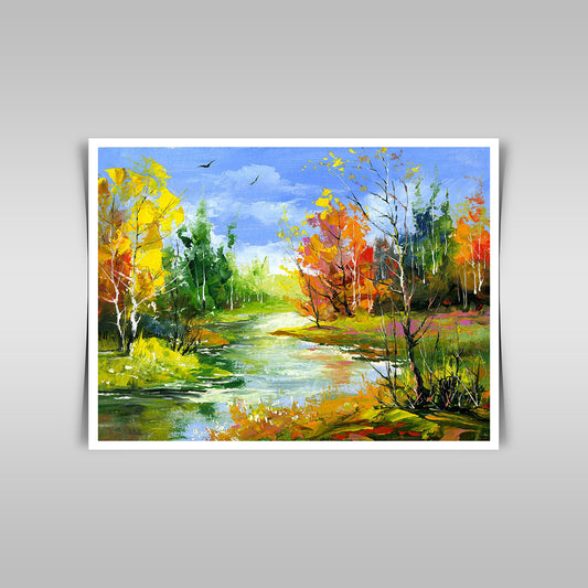 "Autumn's Artistry: An Oil Painting on Canvas Capturing the Season's Beauty."