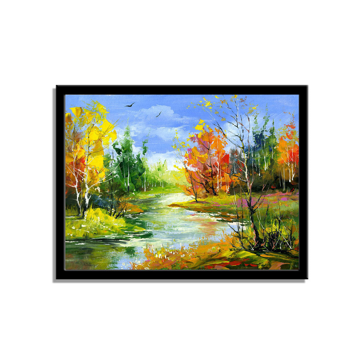 "Autumn's Artistry: An Oil Painting on Canvas Capturing the Season's Beauty."